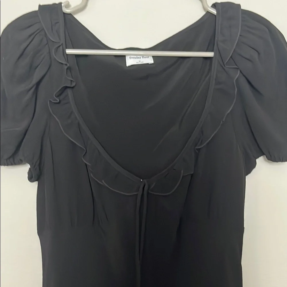 Sunday Best Black Puff Sleeve Sweetheart Gown - Picture 3 of 5